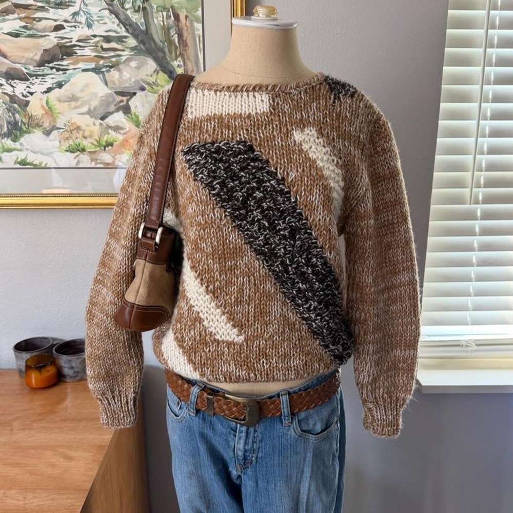 Vintage 80's Danielle Claire De hand knit abstract sweater